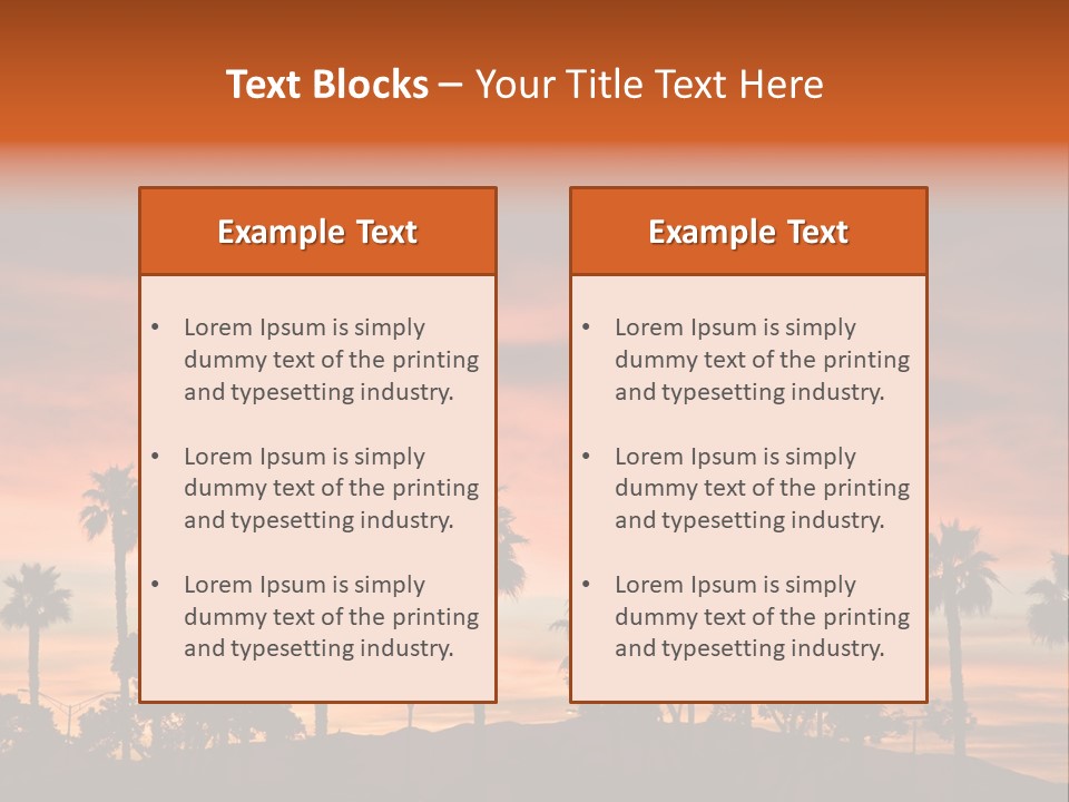 A Sunset With Palm Trees In The Foreground PowerPoint Template
