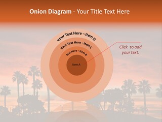 A Sunset With Palm Trees In The Foreground PowerPoint Template