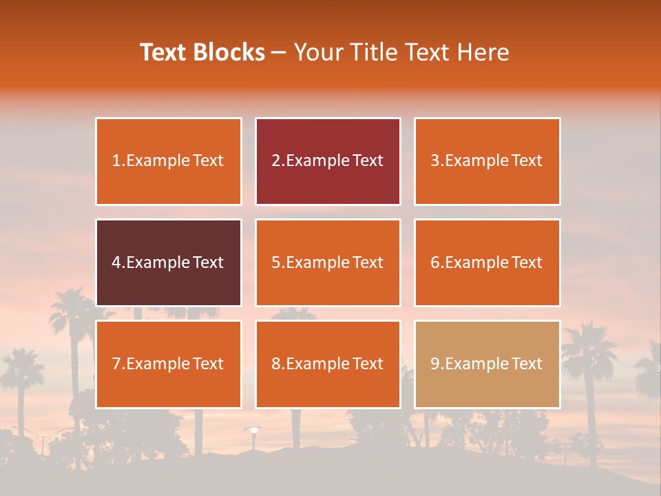 A Sunset With Palm Trees In The Foreground PowerPoint Template