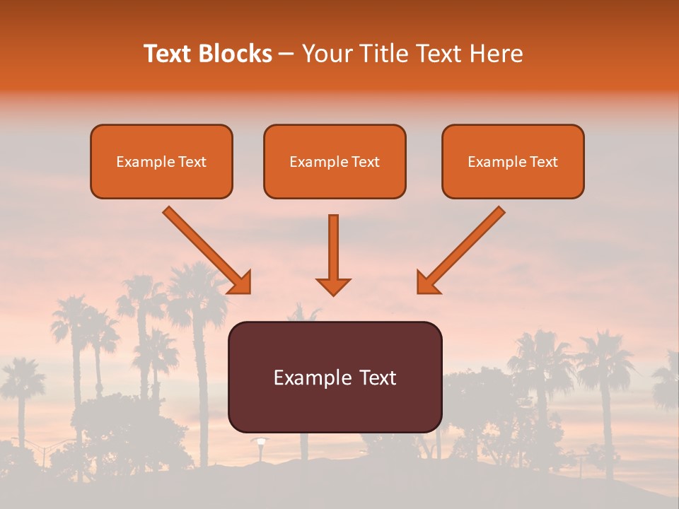 A Sunset With Palm Trees In The Foreground PowerPoint Template