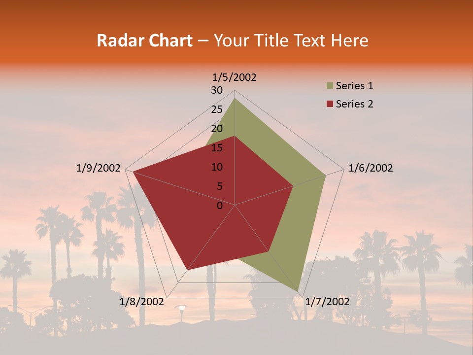 A Sunset With Palm Trees In The Foreground PowerPoint Template