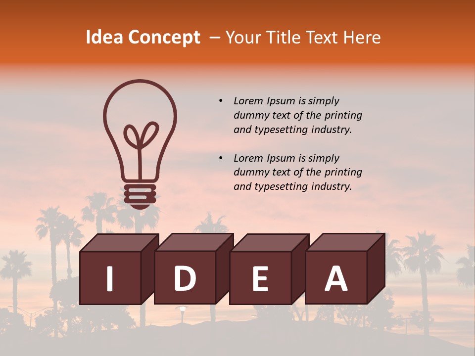 A Sunset With Palm Trees In The Foreground PowerPoint Template