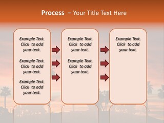 A Sunset With Palm Trees In The Foreground PowerPoint Template