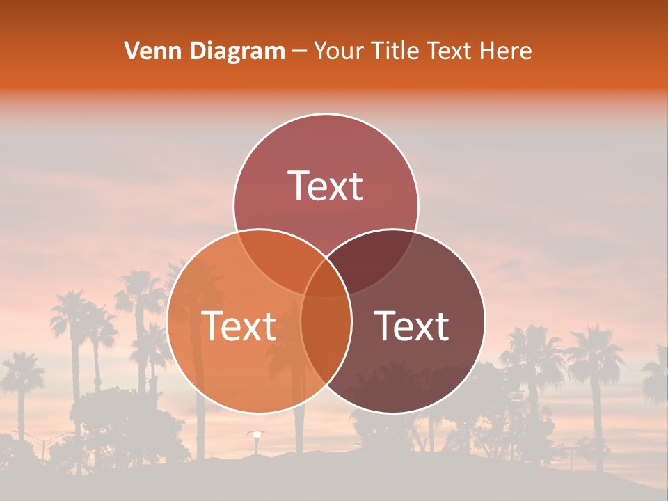 A Sunset With Palm Trees In The Foreground PowerPoint Template