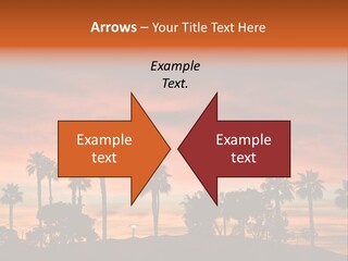 A Sunset With Palm Trees In The Foreground PowerPoint Template
