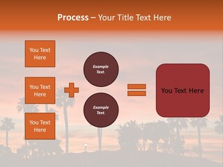 A Sunset With Palm Trees In The Foreground PowerPoint Template