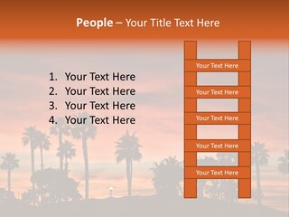 A Sunset With Palm Trees In The Foreground PowerPoint Template
