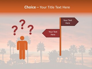 A Sunset With Palm Trees In The Foreground PowerPoint Template