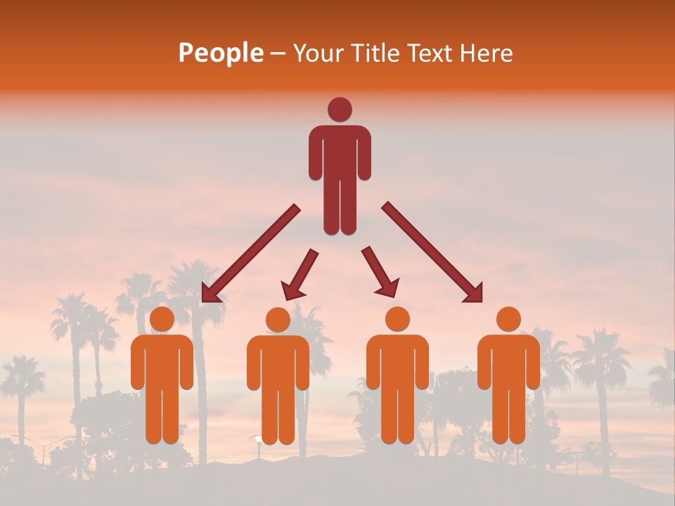 A Sunset With Palm Trees In The Foreground PowerPoint Template