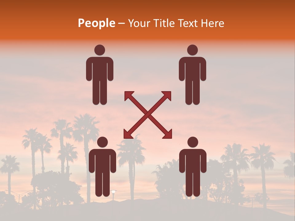 A Sunset With Palm Trees In The Foreground PowerPoint Template