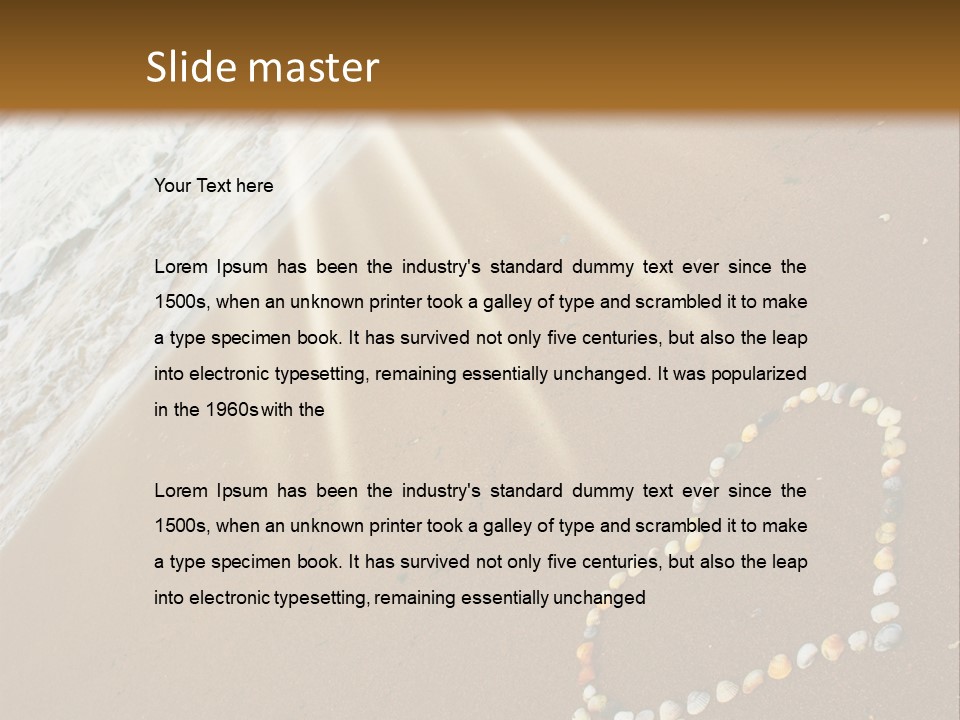 A Heart Drawn In The Sand On A Beach PowerPoint Template