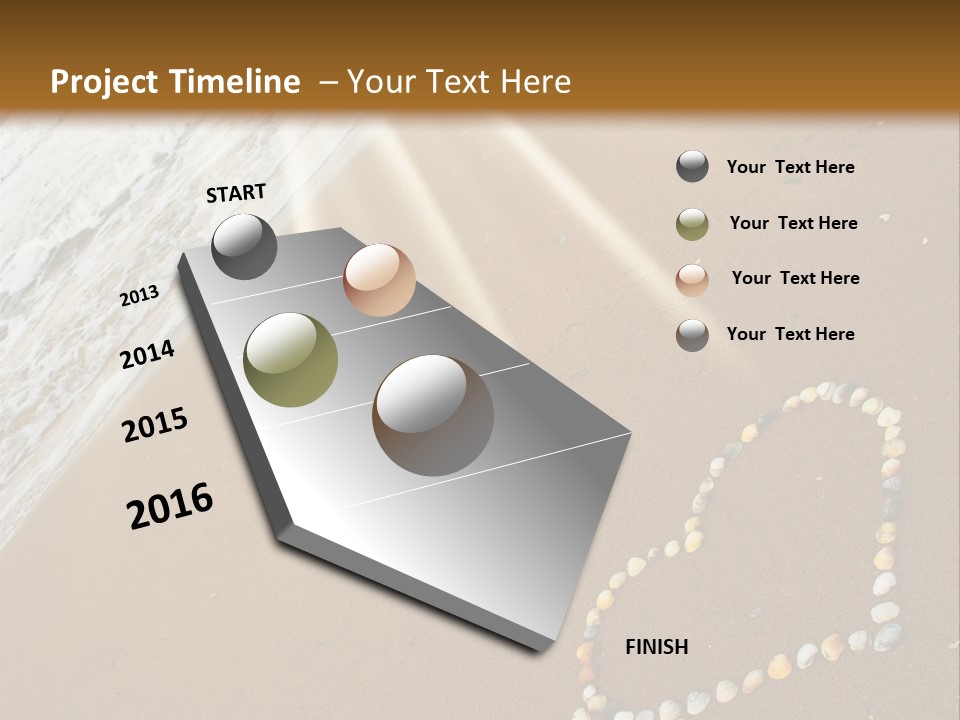 A Heart Drawn In The Sand On A Beach PowerPoint Template