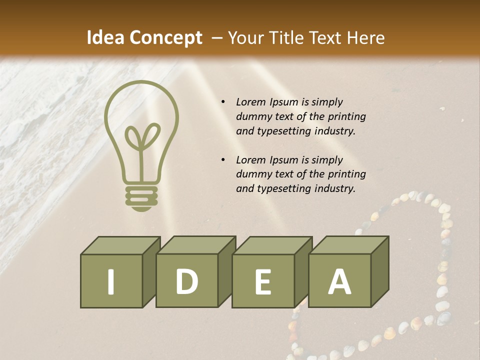 A Heart Drawn In The Sand On A Beach PowerPoint Template