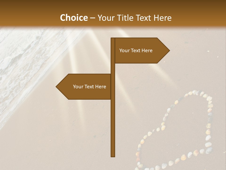 A Heart Drawn In The Sand On A Beach PowerPoint Template