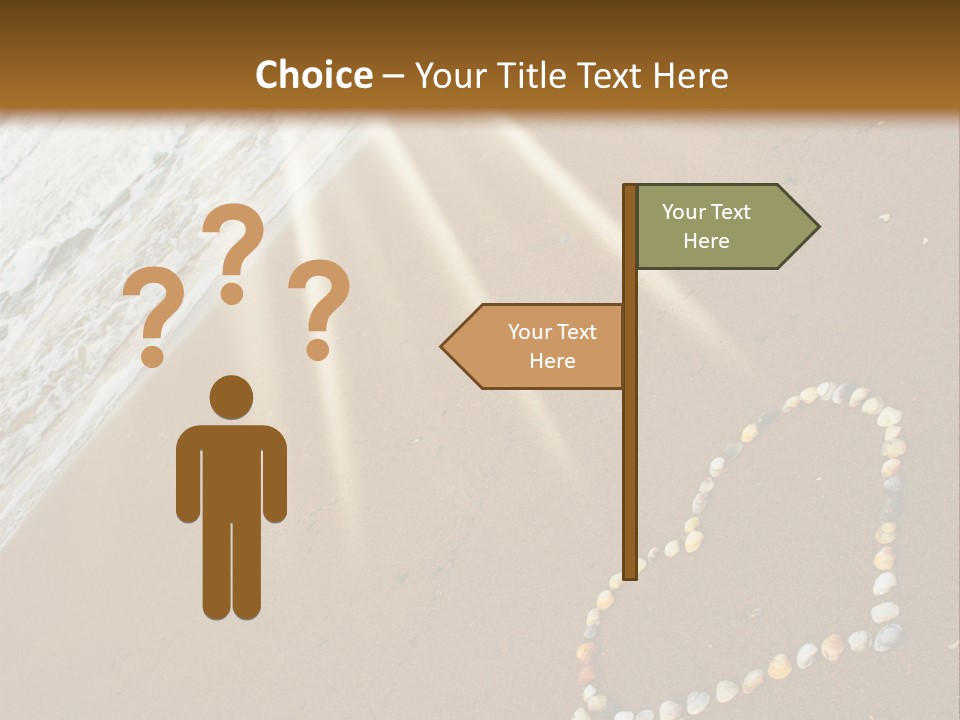 A Heart Drawn In The Sand On A Beach PowerPoint Template