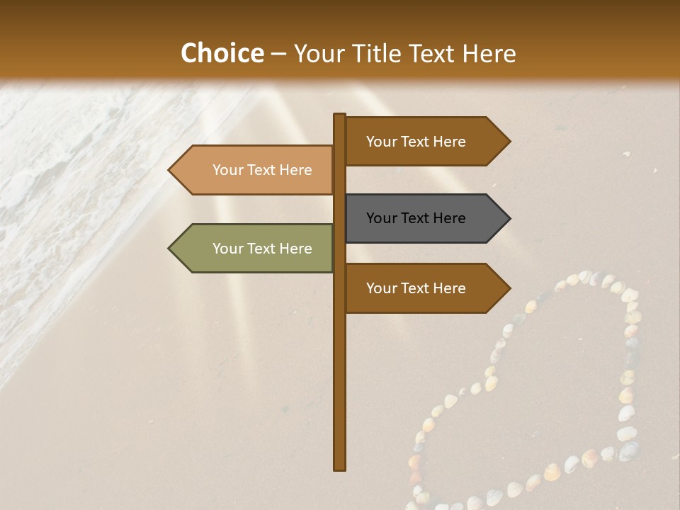 A Heart Drawn In The Sand On A Beach PowerPoint Template