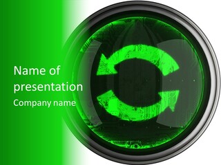 A Green Circle With A Green Arrow On It PowerPoint Template