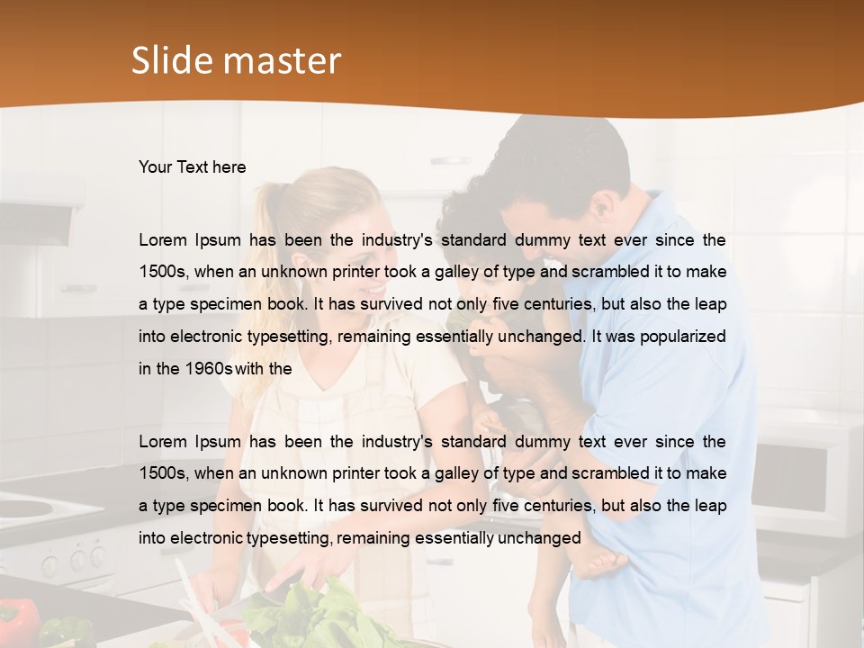 A Man And A Woman Preparing Food In A Kitchen PowerPoint Template