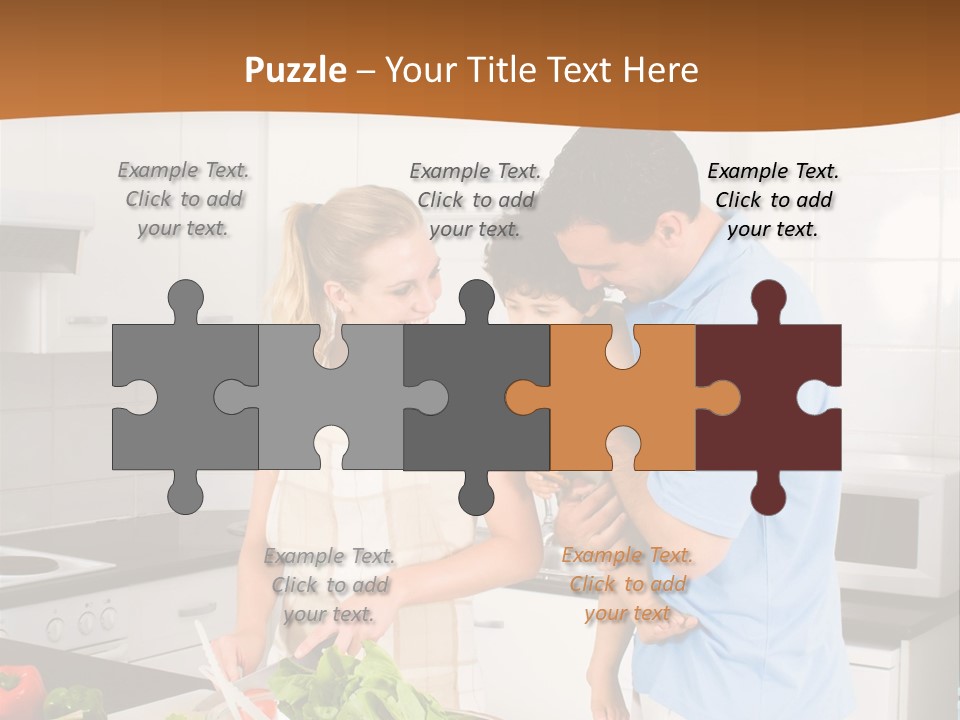 A Man And A Woman Preparing Food In A Kitchen PowerPoint Template