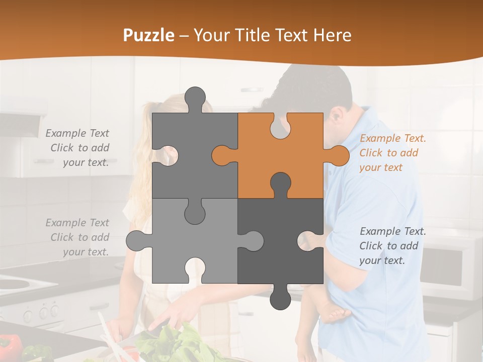 A Man And A Woman Preparing Food In A Kitchen PowerPoint Template