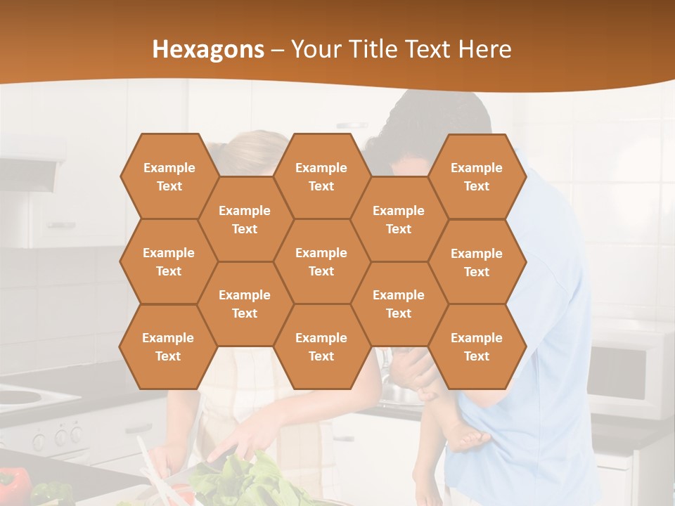 A Man And A Woman Preparing Food In A Kitchen PowerPoint Template