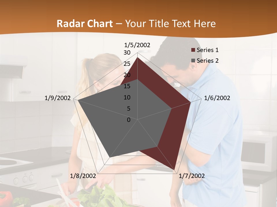 A Man And A Woman Preparing Food In A Kitchen PowerPoint Template