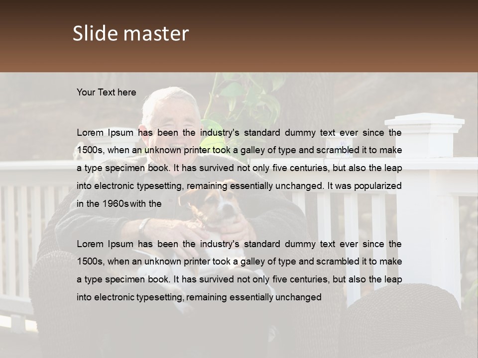 A Man Sitting On A Chair Holding A Dog PowerPoint Template