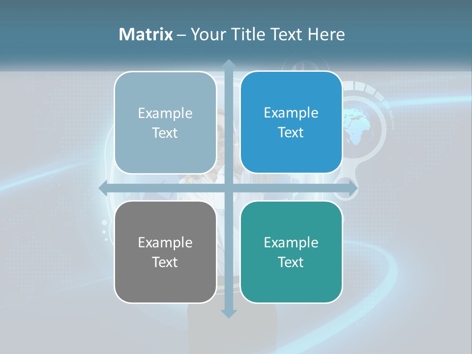 A Woman Holding Her Hand Up In Front Of A World Map PowerPoint Template