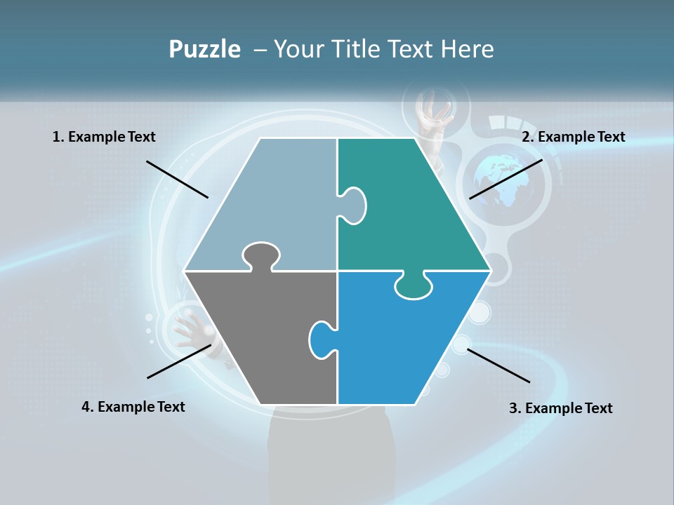 A Woman Holding Her Hand Up In Front Of A World Map PowerPoint Template