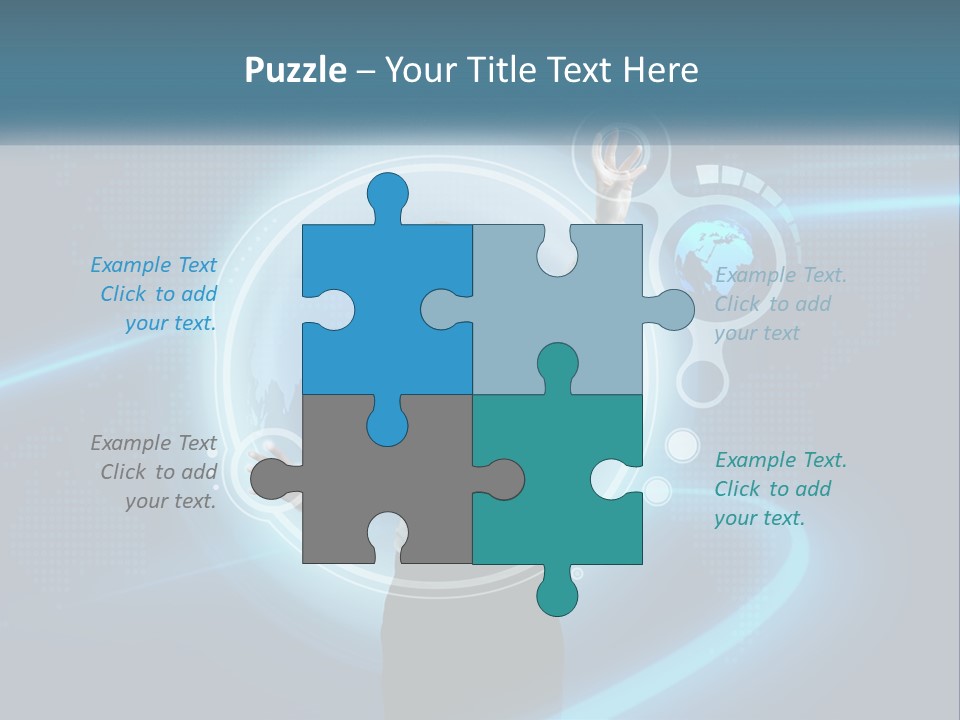 A Woman Holding Her Hand Up In Front Of A World Map PowerPoint Template