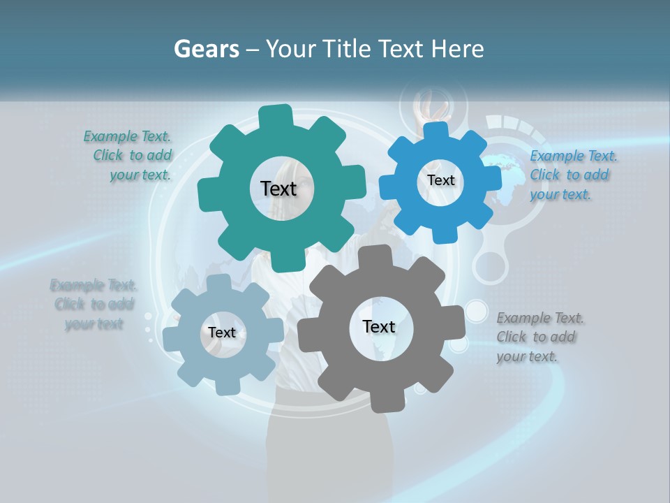 A Woman Holding Her Hand Up In Front Of A World Map PowerPoint Template