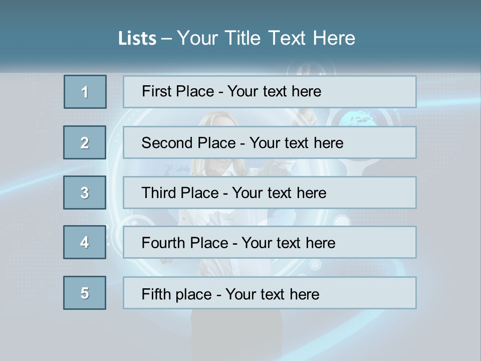 A Woman Holding Her Hand Up In Front Of A World Map PowerPoint Template