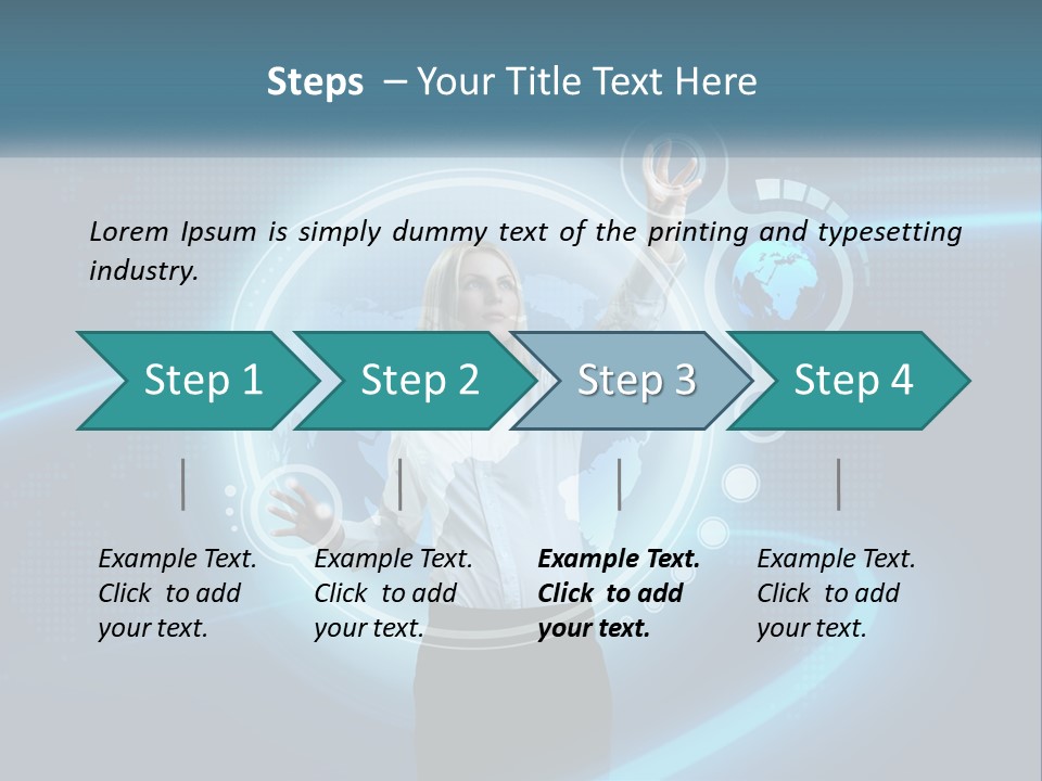 A Woman Holding Her Hand Up In Front Of A World Map PowerPoint Template