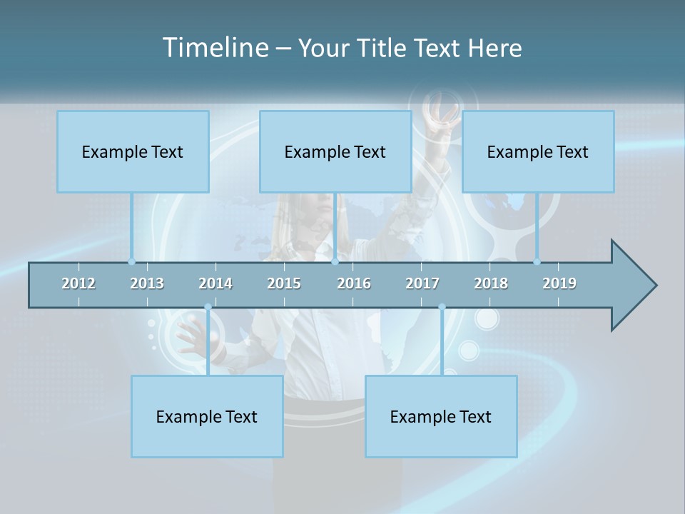 A Woman Holding Her Hand Up In Front Of A World Map PowerPoint Template