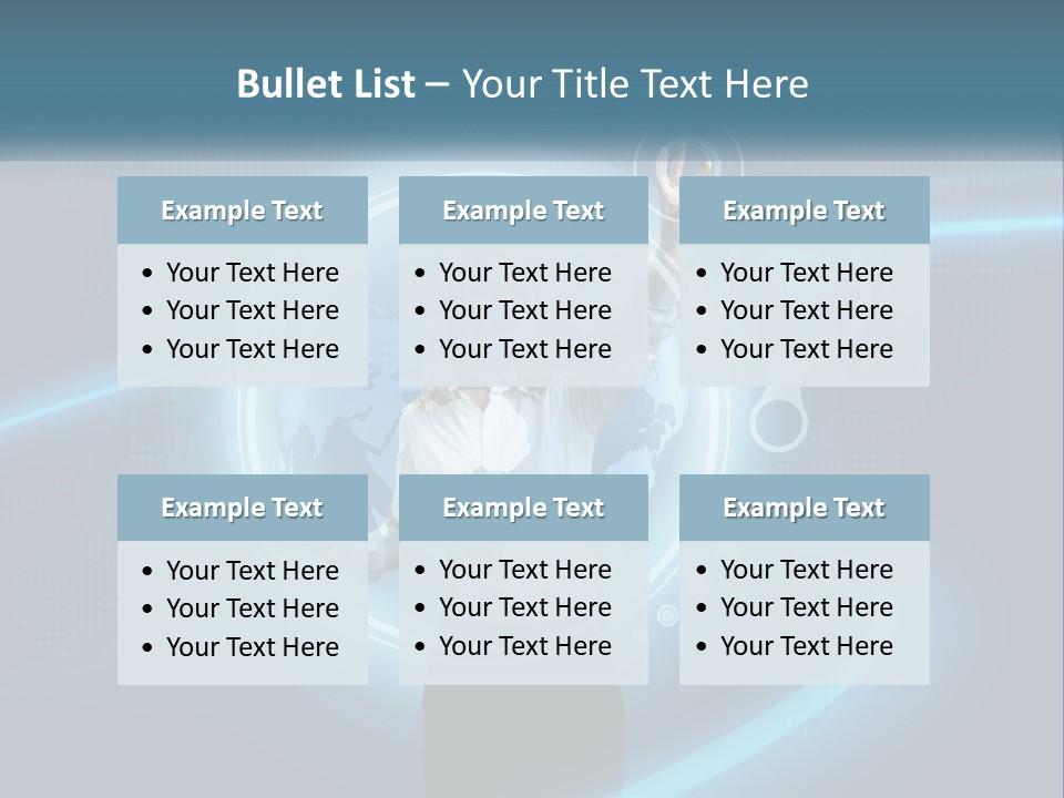 A Woman Holding Her Hand Up In Front Of A World Map PowerPoint Template