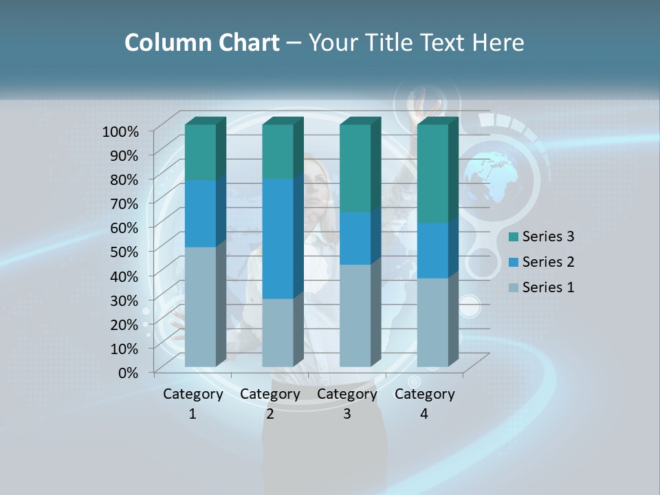 A Woman Holding Her Hand Up In Front Of A World Map PowerPoint Template