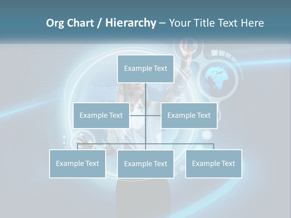 A Woman Holding Her Hand Up In Front Of A World Map PowerPoint Template
