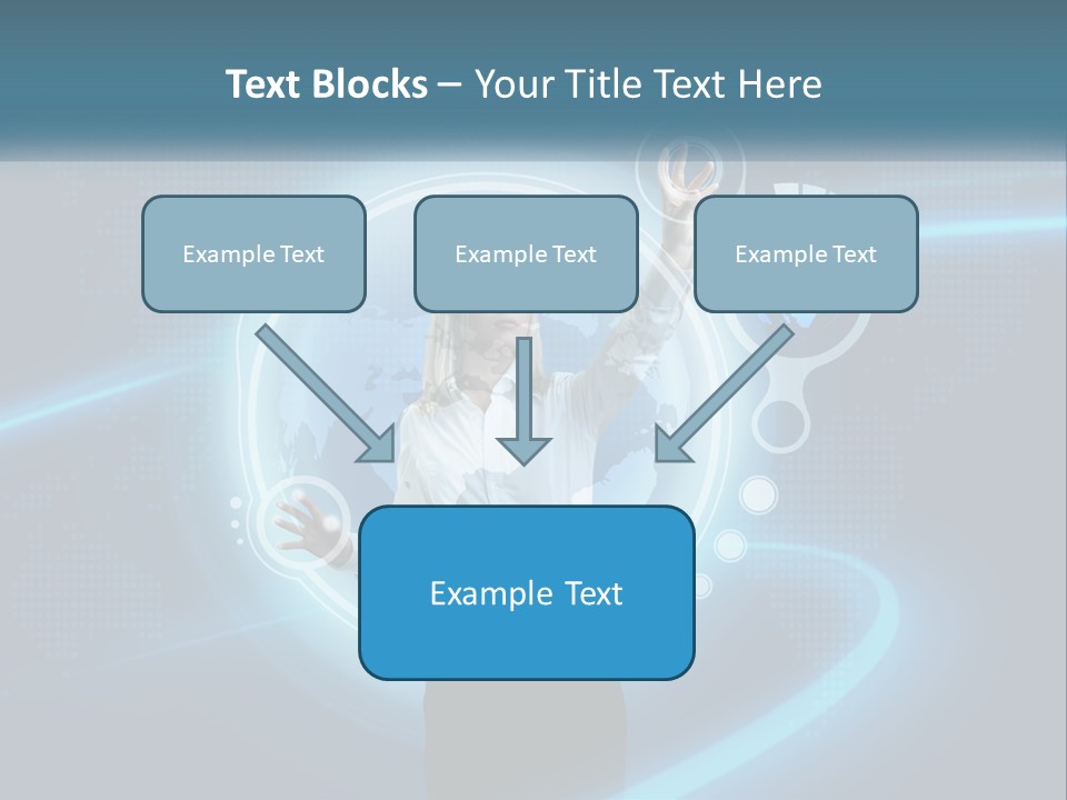 A Woman Holding Her Hand Up In Front Of A World Map PowerPoint Template