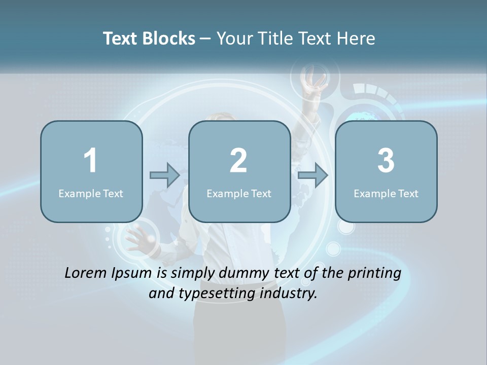A Woman Holding Her Hand Up In Front Of A World Map PowerPoint Template
