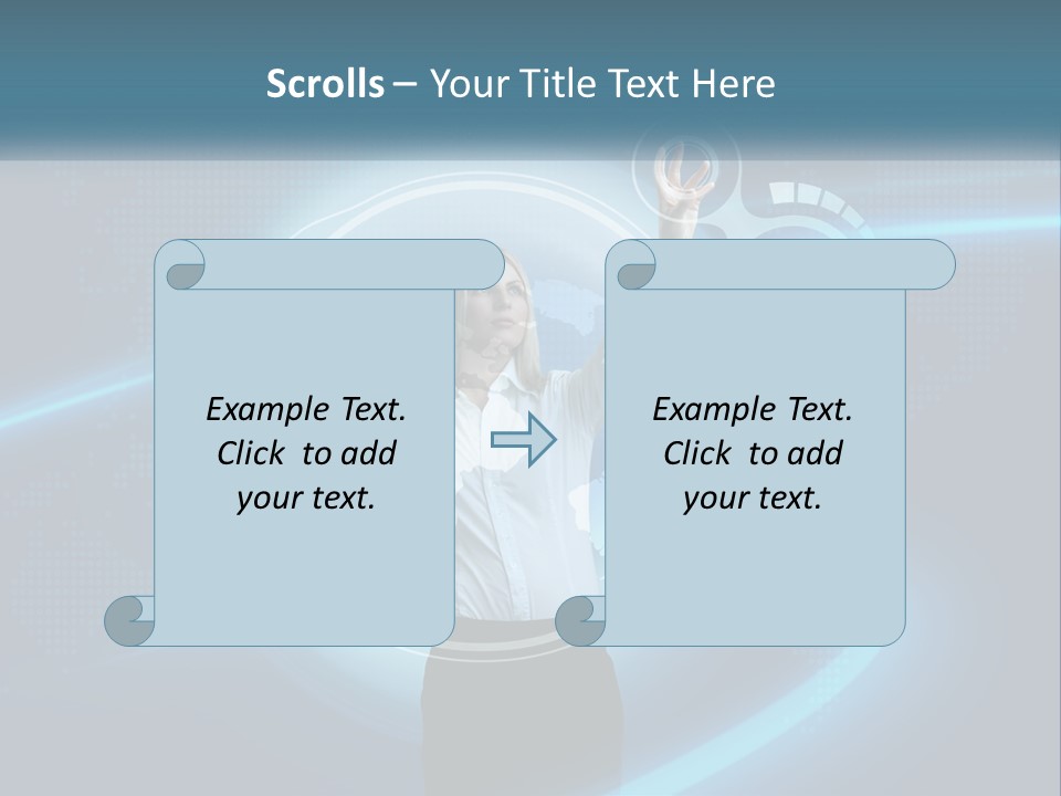 A Woman Holding Her Hand Up In Front Of A World Map PowerPoint Template