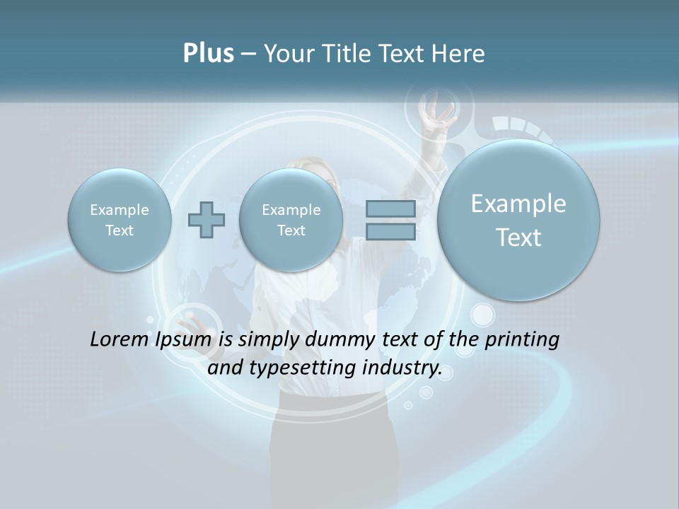 A Woman Holding Her Hand Up In Front Of A World Map PowerPoint Template