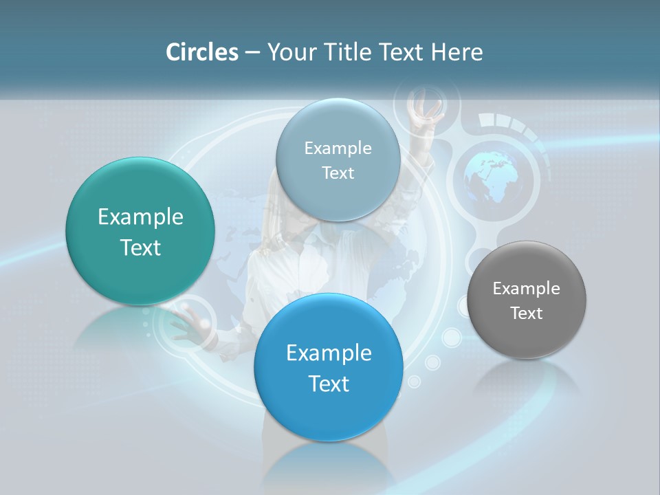 A Woman Holding Her Hand Up In Front Of A World Map PowerPoint Template