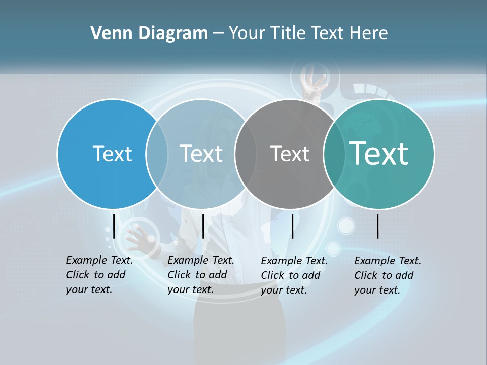 A Woman Holding Her Hand Up In Front Of A World Map PowerPoint Template