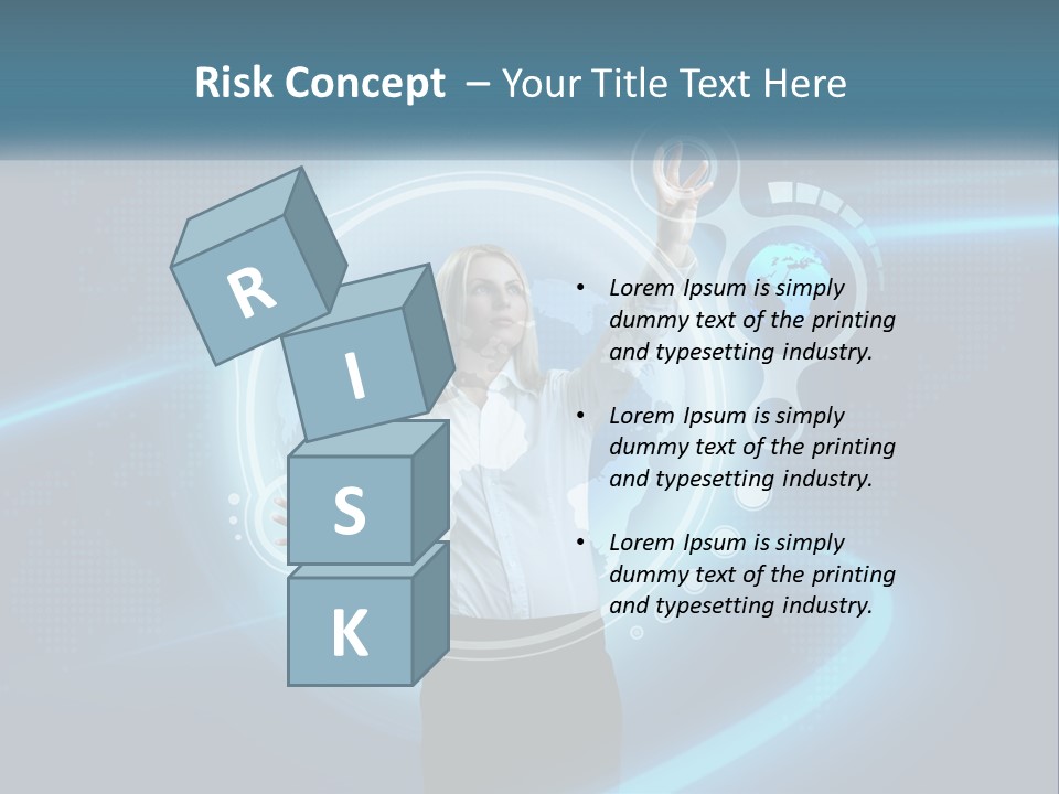 A Woman Holding Her Hand Up In Front Of A World Map PowerPoint Template