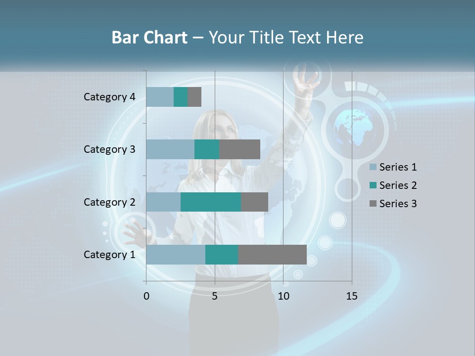 A Woman Holding Her Hand Up In Front Of A World Map PowerPoint Template