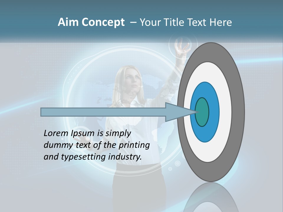 A Woman Holding Her Hand Up In Front Of A World Map PowerPoint Template