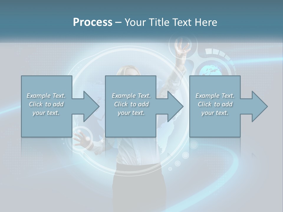A Woman Holding Her Hand Up In Front Of A World Map PowerPoint Template