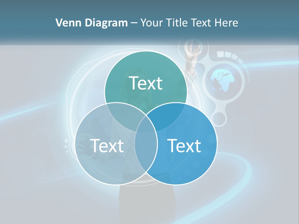 A Woman Holding Her Hand Up In Front Of A World Map PowerPoint Template