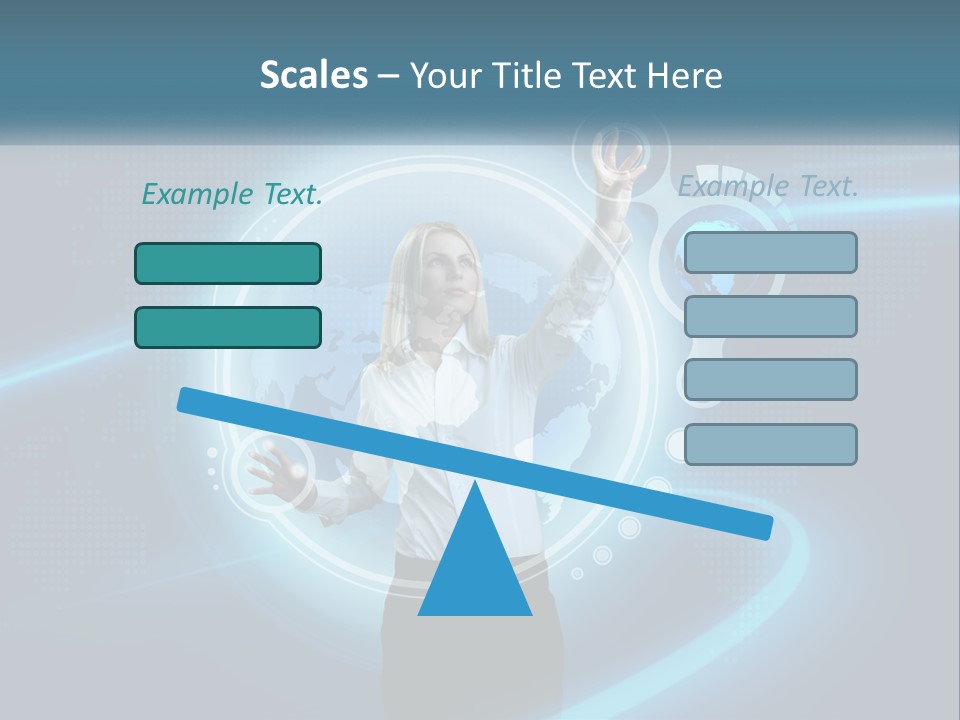 A Woman Holding Her Hand Up In Front Of A World Map PowerPoint Template