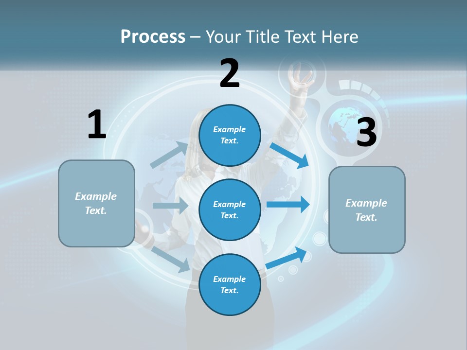 A Woman Holding Her Hand Up In Front Of A World Map PowerPoint Template